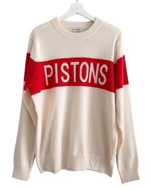 Valiant Luxury 100% Cashmere PISTONS Sweater Retro Basketball Large